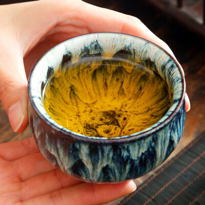 Glaze-changing ceramic tea cup, Gongfu tea cup, tea tasting cup