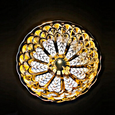 Electroplated handmade gold and silver inlaid tea cup, ceramic cup