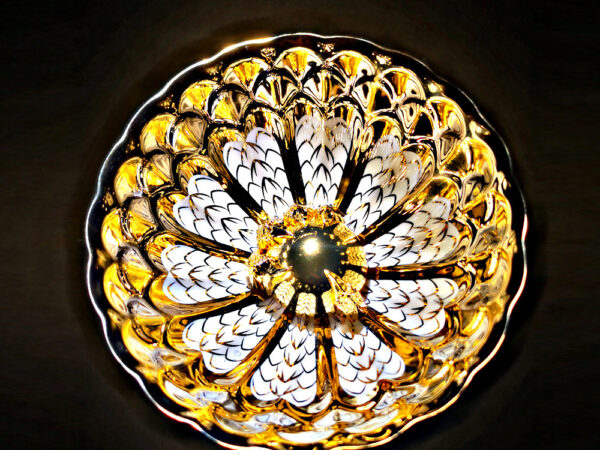 Electroplated handmade gold and silver inlaid tea cup, ceramic cup