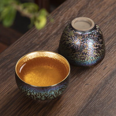 24K gold-plated seven-color peacock glaze master tea cup, tea cup, tea bowl