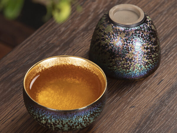 24K gold-plated seven-color peacock glaze master tea cup, tea cup, tea bowl